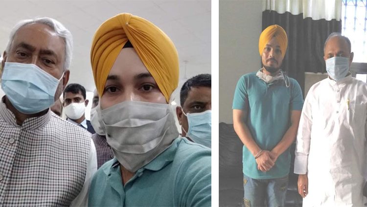 मुख्यमंत्री नीतीश कुमार व पार्टी अध्यक्ष आरसीपी सिंह के साथ जदयू कार्यकर्ता परमजीत।